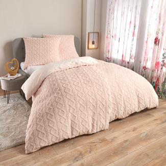 Chenille-Bettwäsche Rautenrelief beige 2-tlg. Eldo